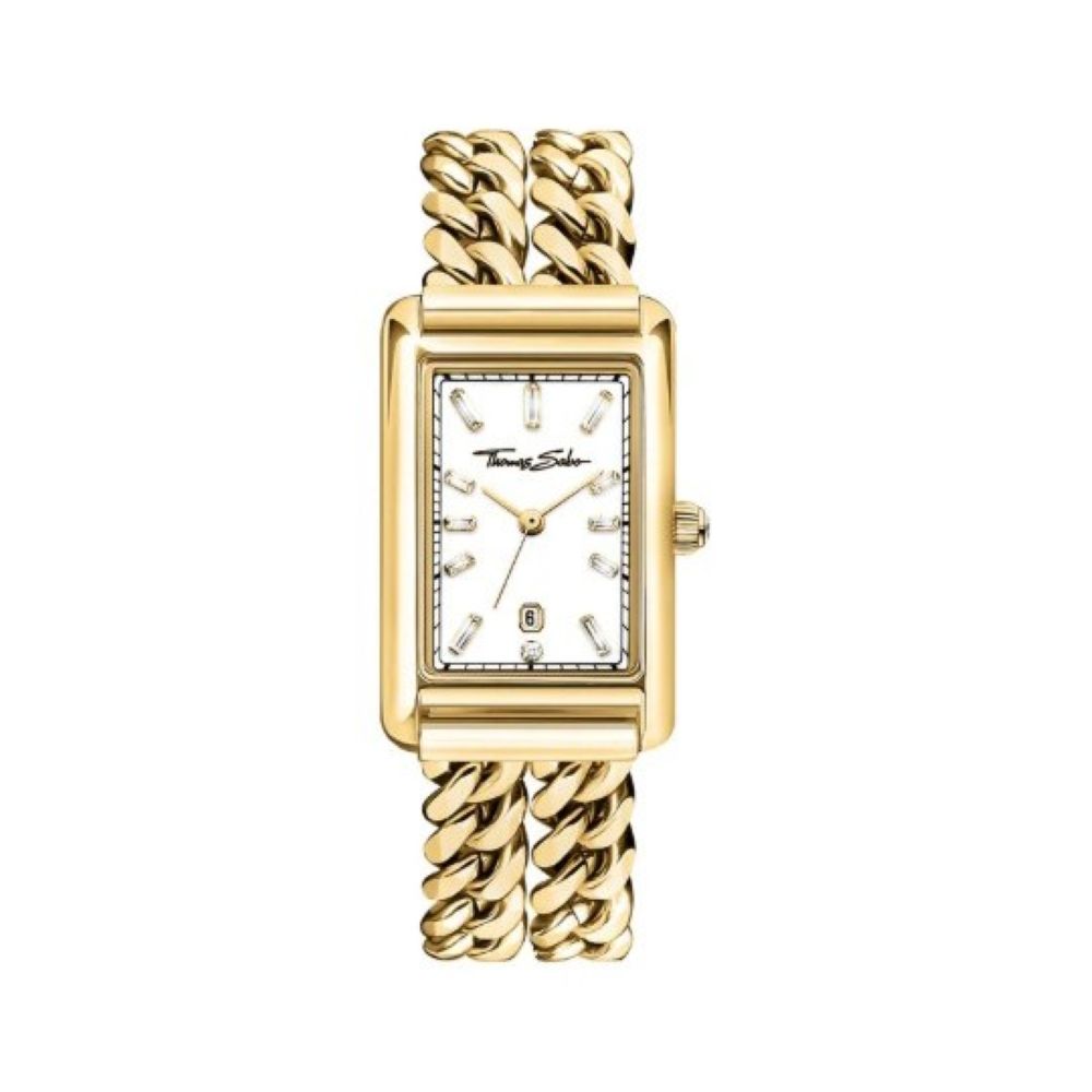 THOMAS SABO RECTANGULAR WHITE YLW IP STEEL 22mm