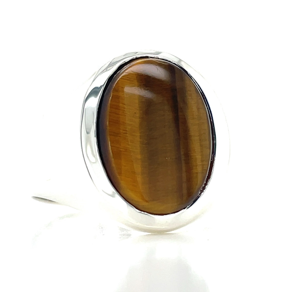 Stg Silver 4.38ct Oval Tigereye Ring