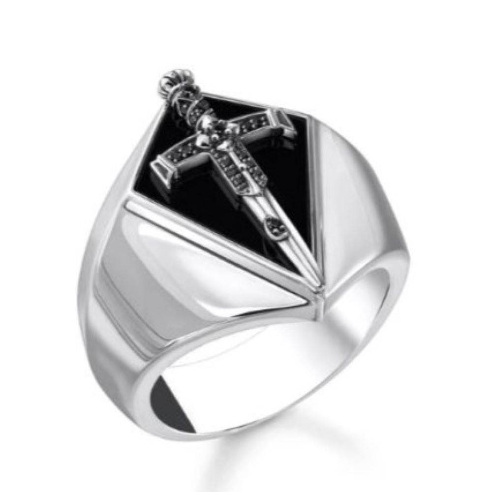 THOMAS SABO REBEL SWORD SHEILD BCZ SIGNET RING