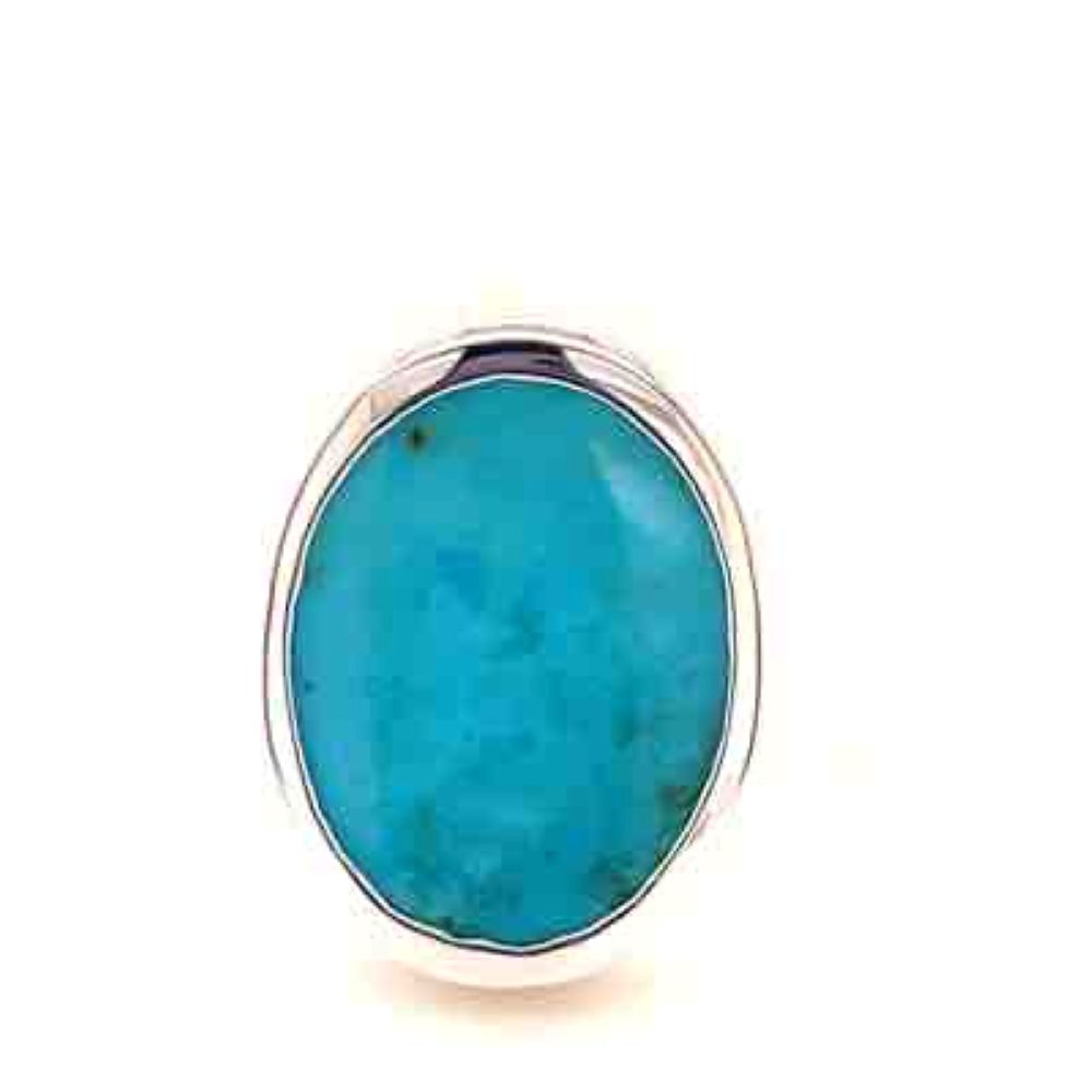 Stg Silver Turquoise Oval Signet Ring