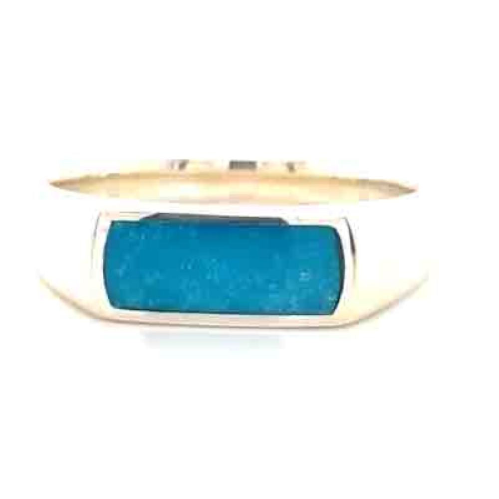 Stg Silver Turquoise Rectangle Ring