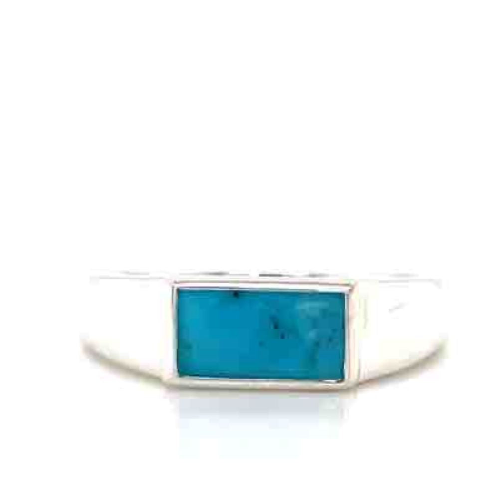Stg Silver Turquoise Rectangle Ring