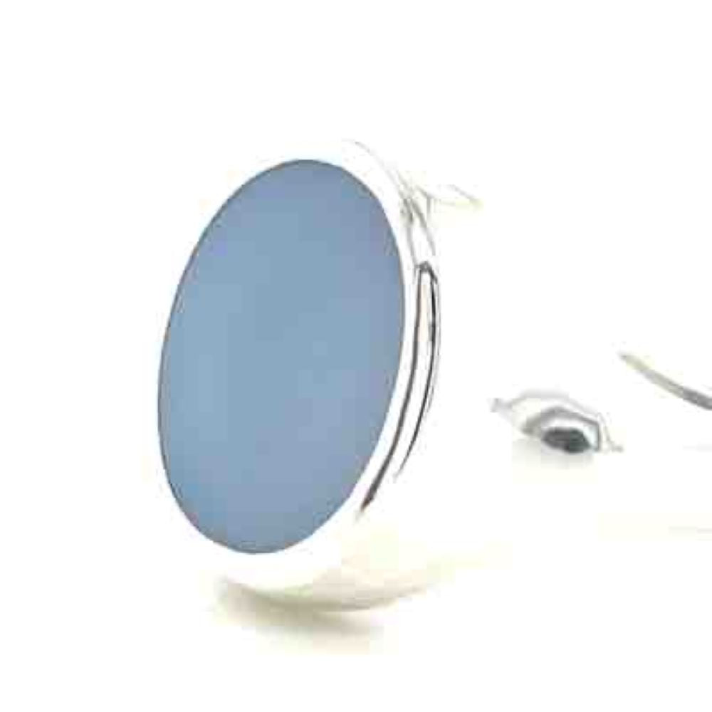 Stg Silver Blue Opal Oval Signet Ring