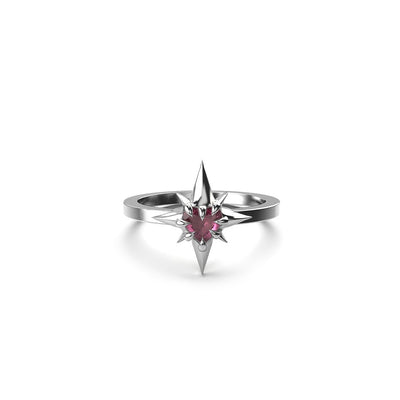 Stolen Girlfriends Club Gothic Star Ring Rhodolite