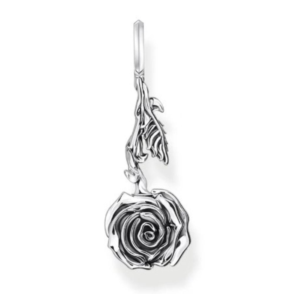 THOMAS SABO MIDNIGHT ROSE LONG STEM PENDANT