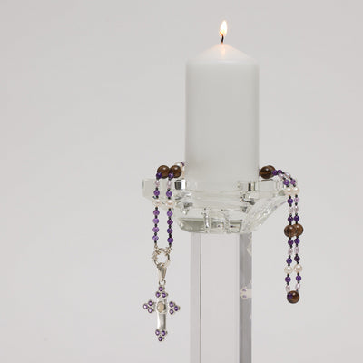 Stg Silver Cross Pendant 0.52ct Opal & 12=2.78ct Amethysts