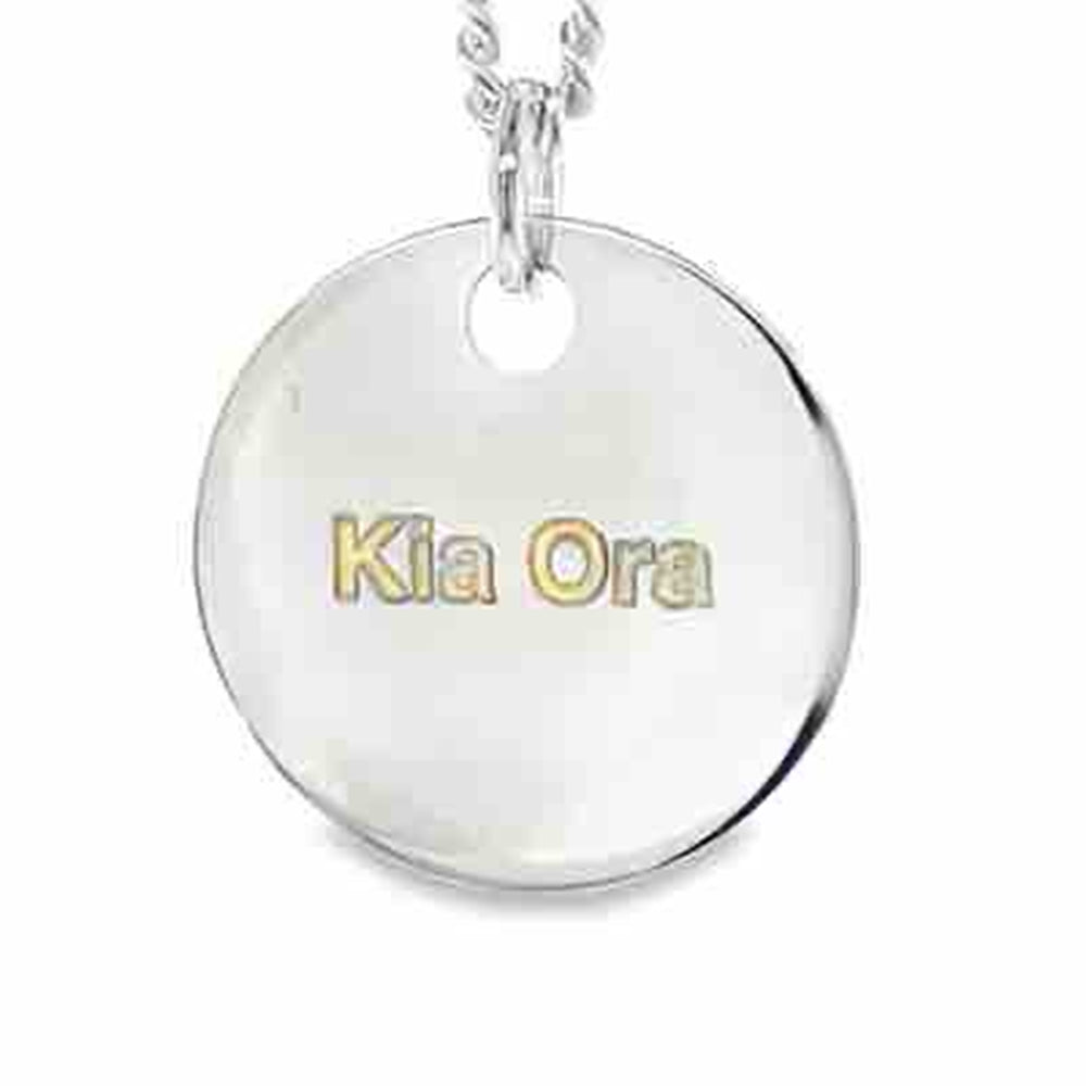 'Kiwiana' Stg Silver 'Kia Ora' Pendant w Curb Chain 60cm
