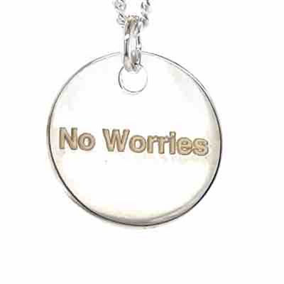 'Kiwiana' Stg Silver 'No Worries' Pendant w Curb Chain 60cm