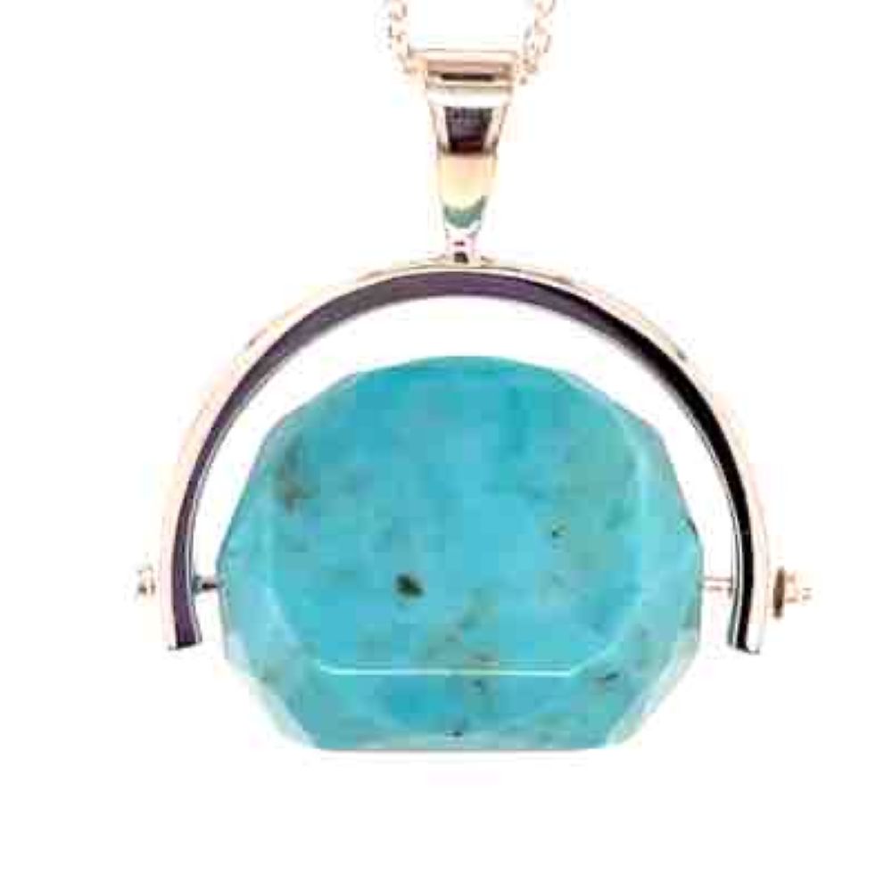 Stg Silver Turquoise Spinner Pendant