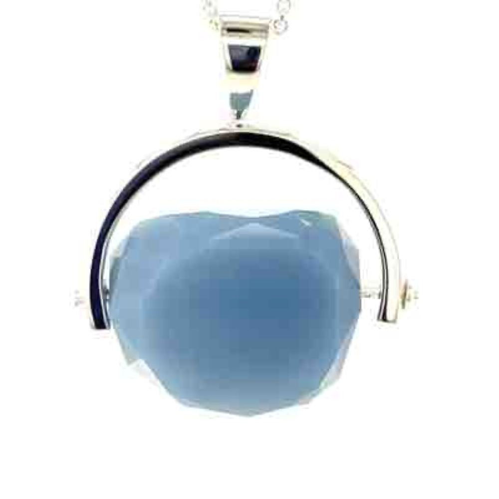 Stg Silver Blue Opal Spinner Pendant