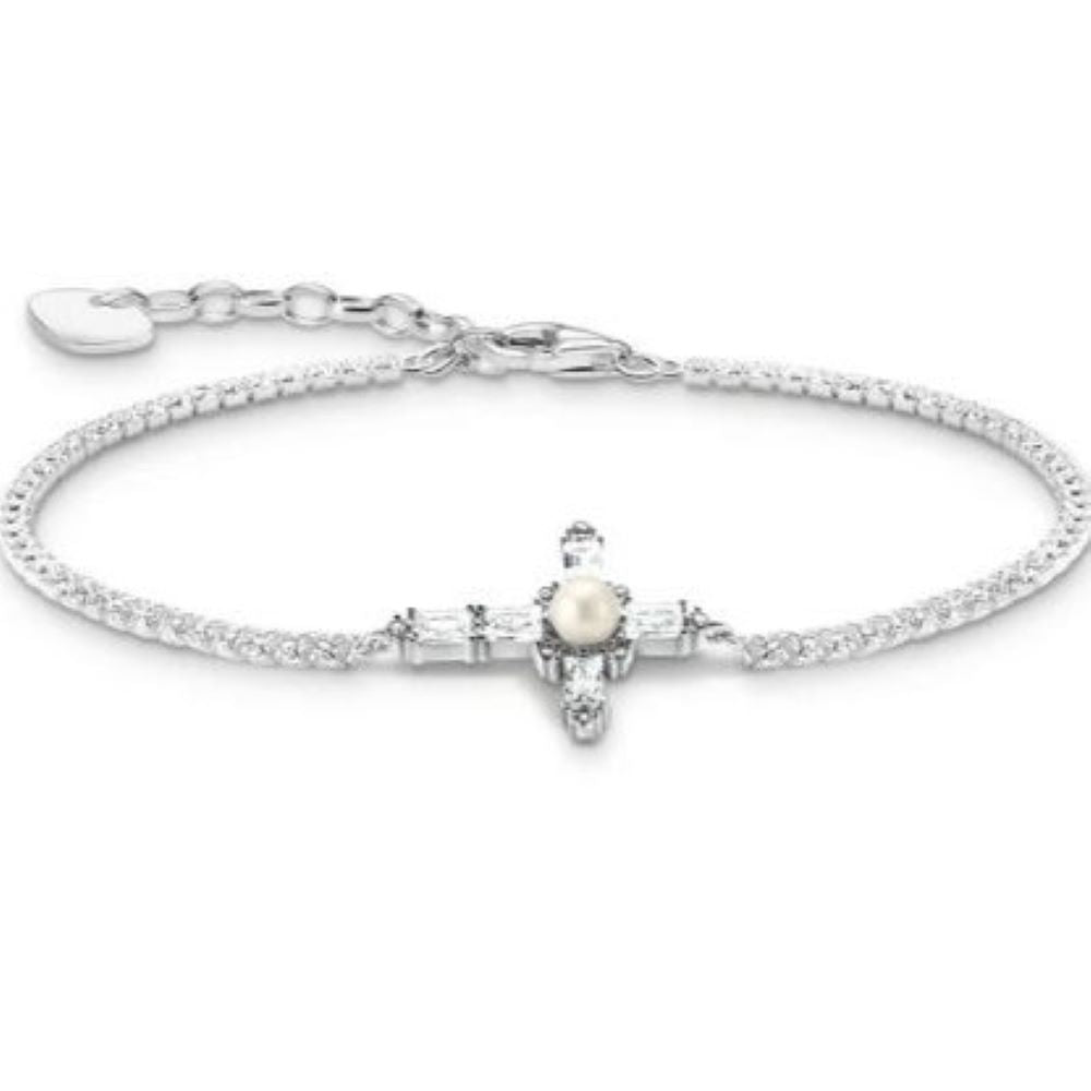 THOMAS SABO TRUE ROMCE CZ PEARL CROSS BL 16-19cm