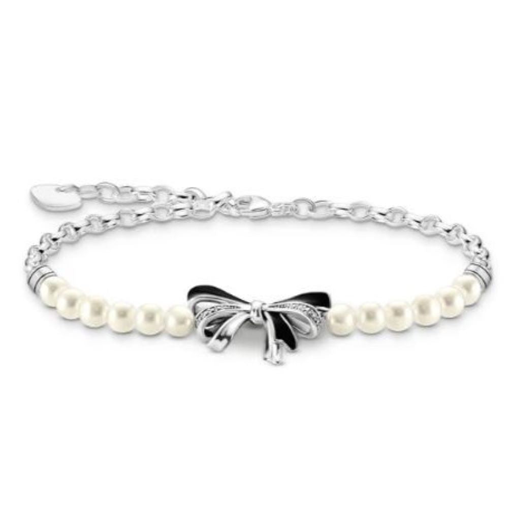 THOMAS SABO TRUE ROMANCE BOW CZ PEARL BL 16-19cm