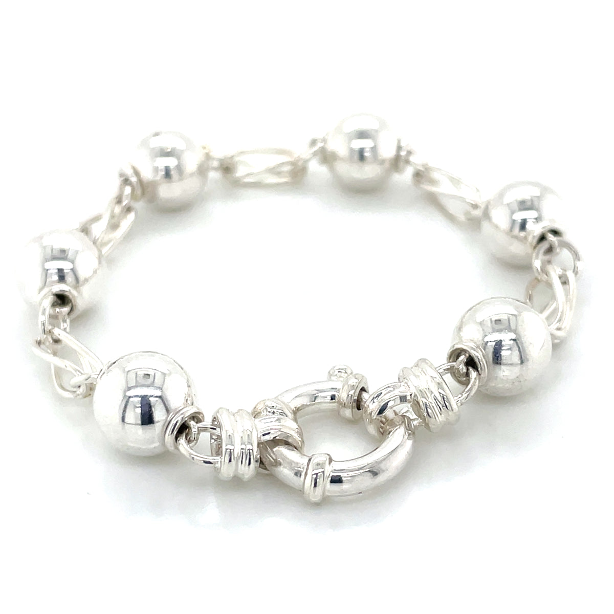 Stg Silver Ball & Cage Bracelet
