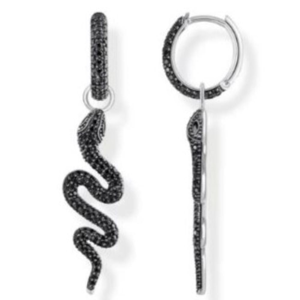 THOMAS SABO REBEL SNAKE BLK CZ DROP SINGLE E/R