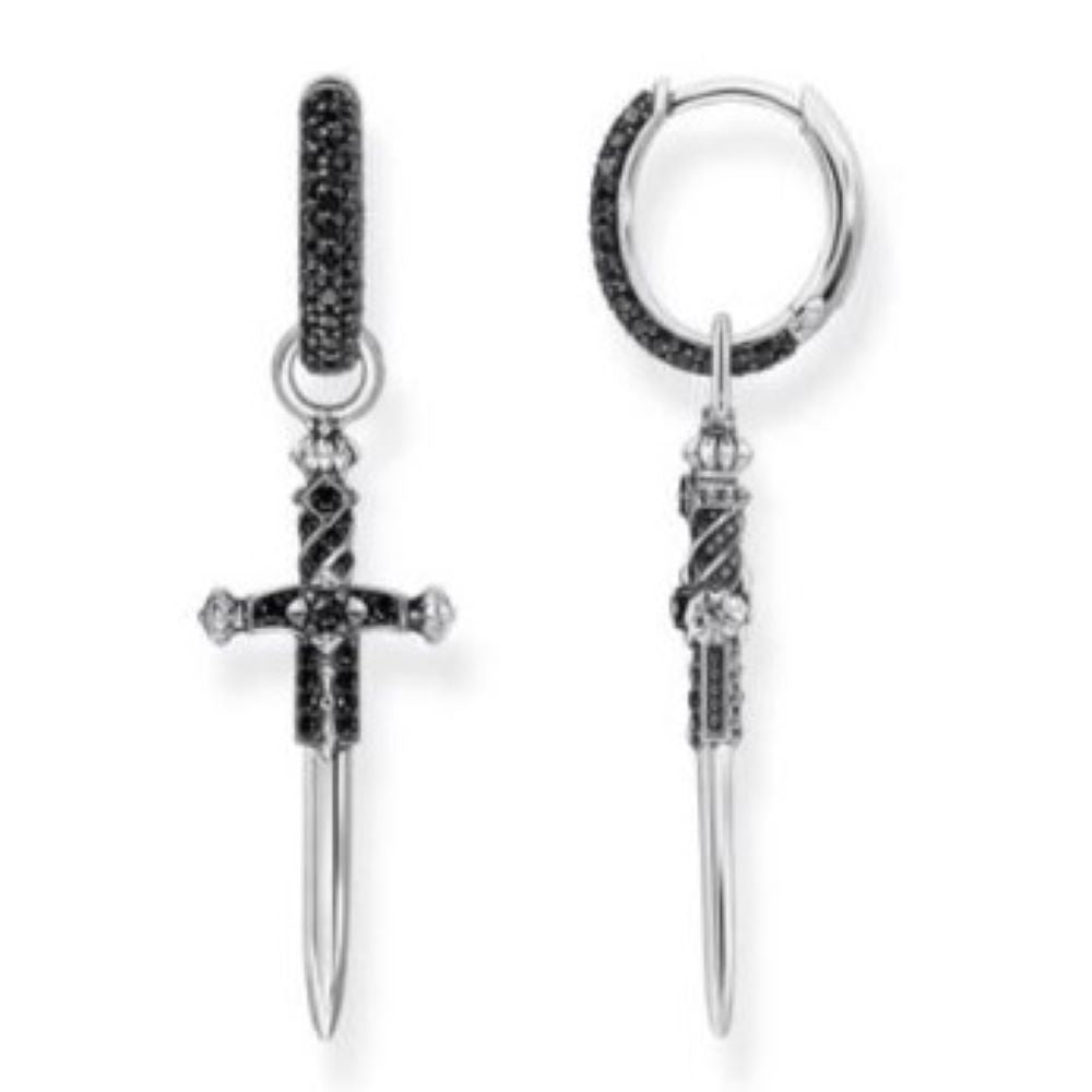 THOMAS SABO REBEL SWORD BLK CZ DROP SINGLE E/R