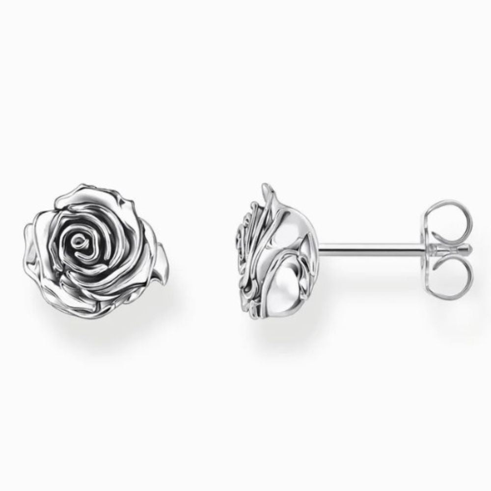 THOMAS SABO MIDNIGHT ROSE STUD EARRINGS