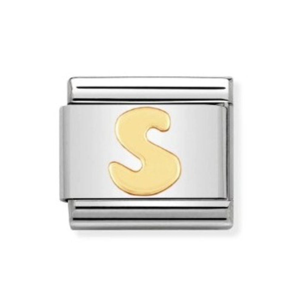 Nomination Composable Classic Letters St/Steel, 18K YG "S" Charm