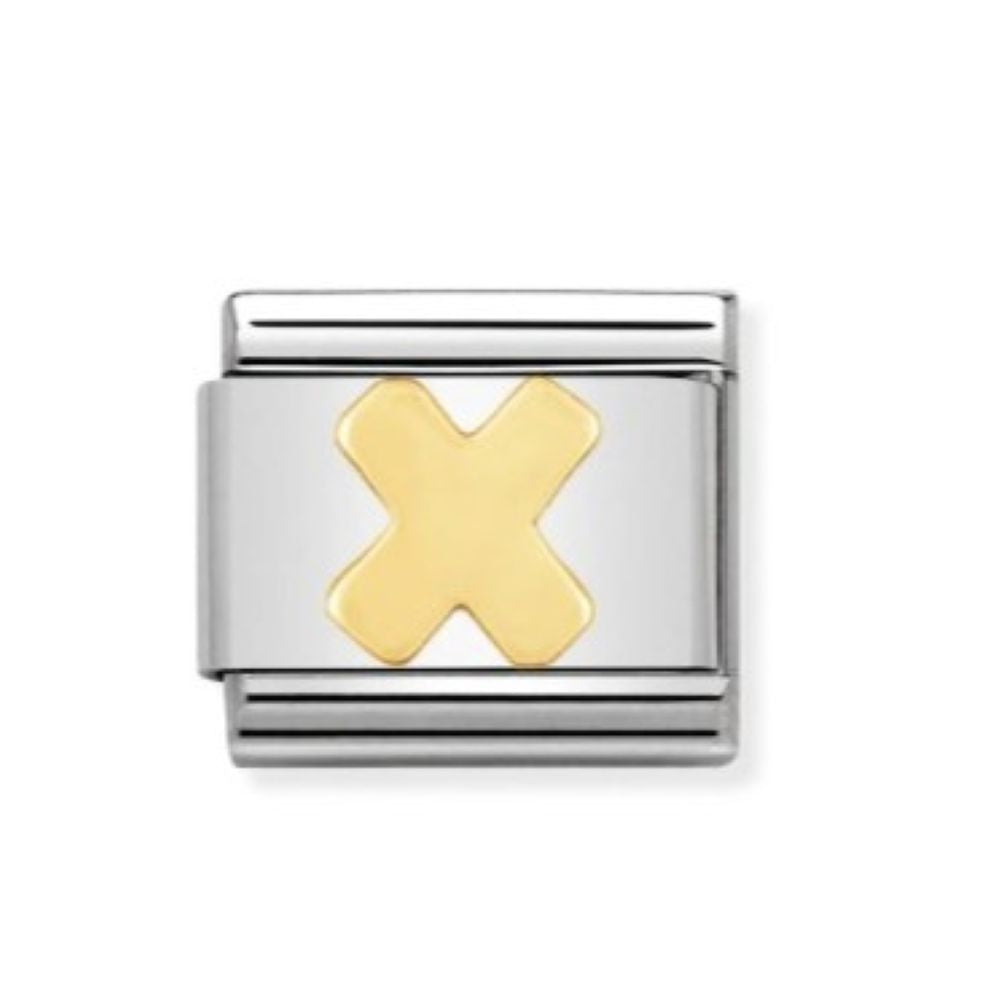 Nomination Composable Classic Letters St/Steel, 18K YG "X" Charm