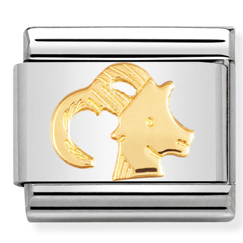 Nomination Composable Classic Zodiac St/Steel, 18K YG "Capricorn" Charm