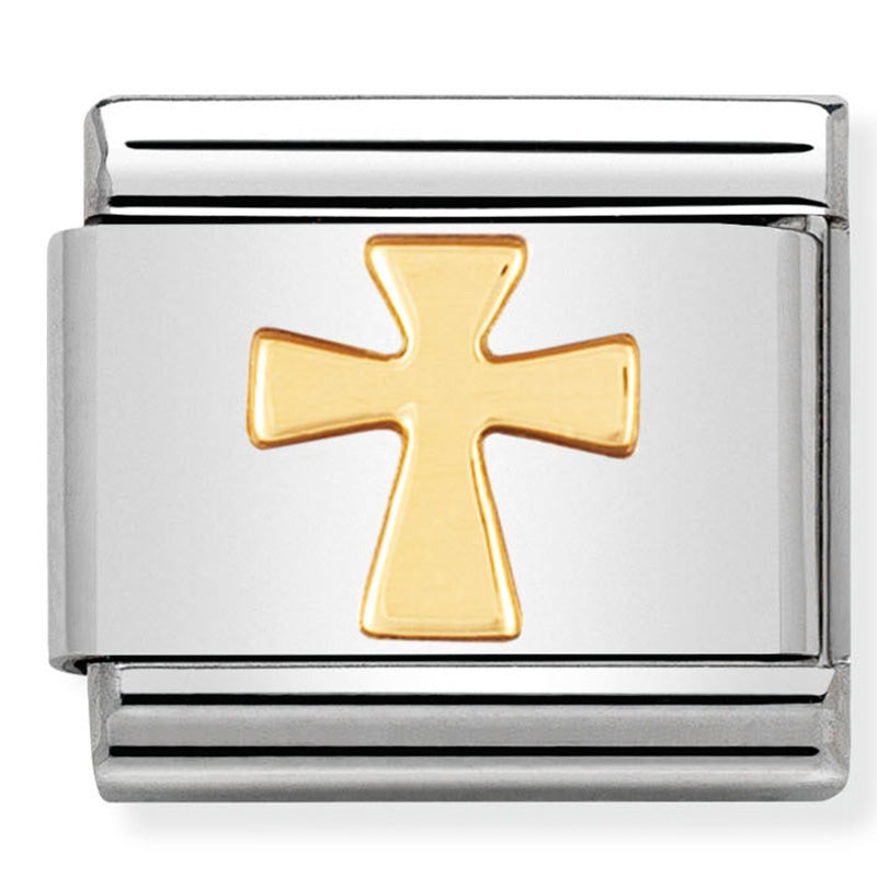 Nomination Composable Classic Religious St/Steel, 18K YG "Cross" Charm