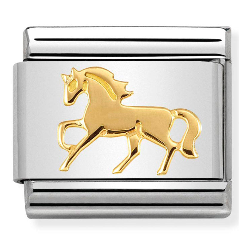 Nomination Composable Classic Symbols St/Steel, 18K YG Galloping Horse Charm