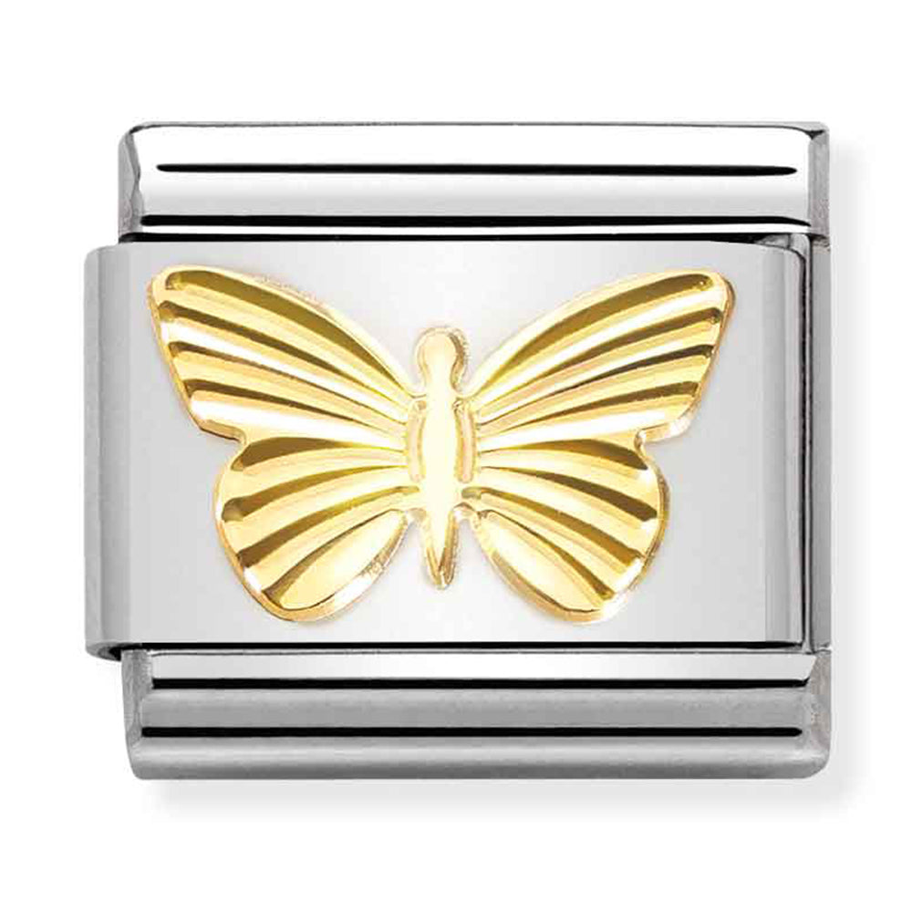 Nomination Composable Classic Symbols St/Steel, 18K YG Etched Butterfly Charm