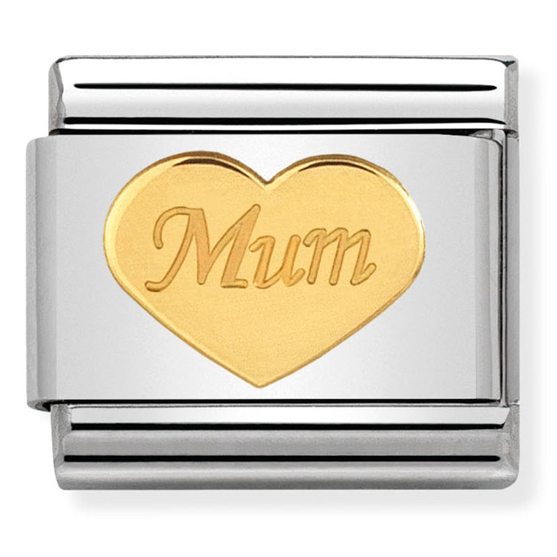 Nomination Composable Classic Symbols St/Steel, 18K YG Mum Heart Charm