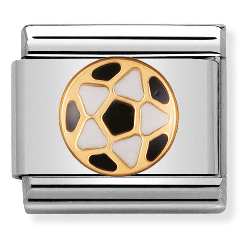 Nomination Composable Classic Sports St/Steel, 18K YG, Enamel Italian Football Charm