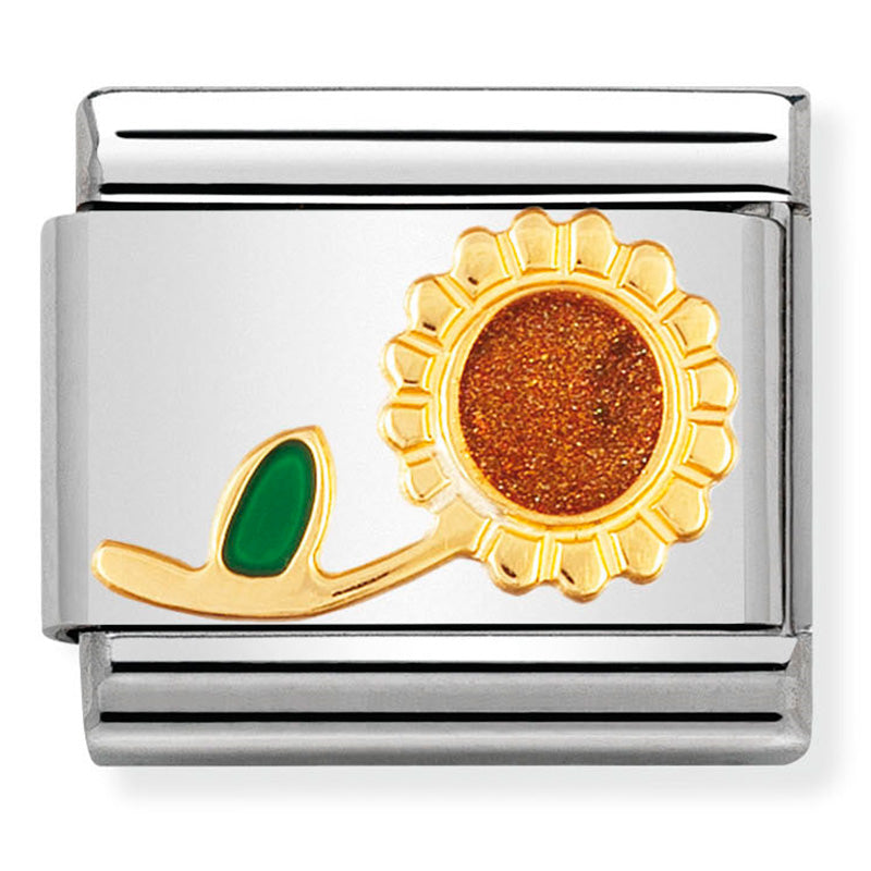 Nomination Composable Classic Nature St/Steel, 18K YG, Enamel Sunflower Charm