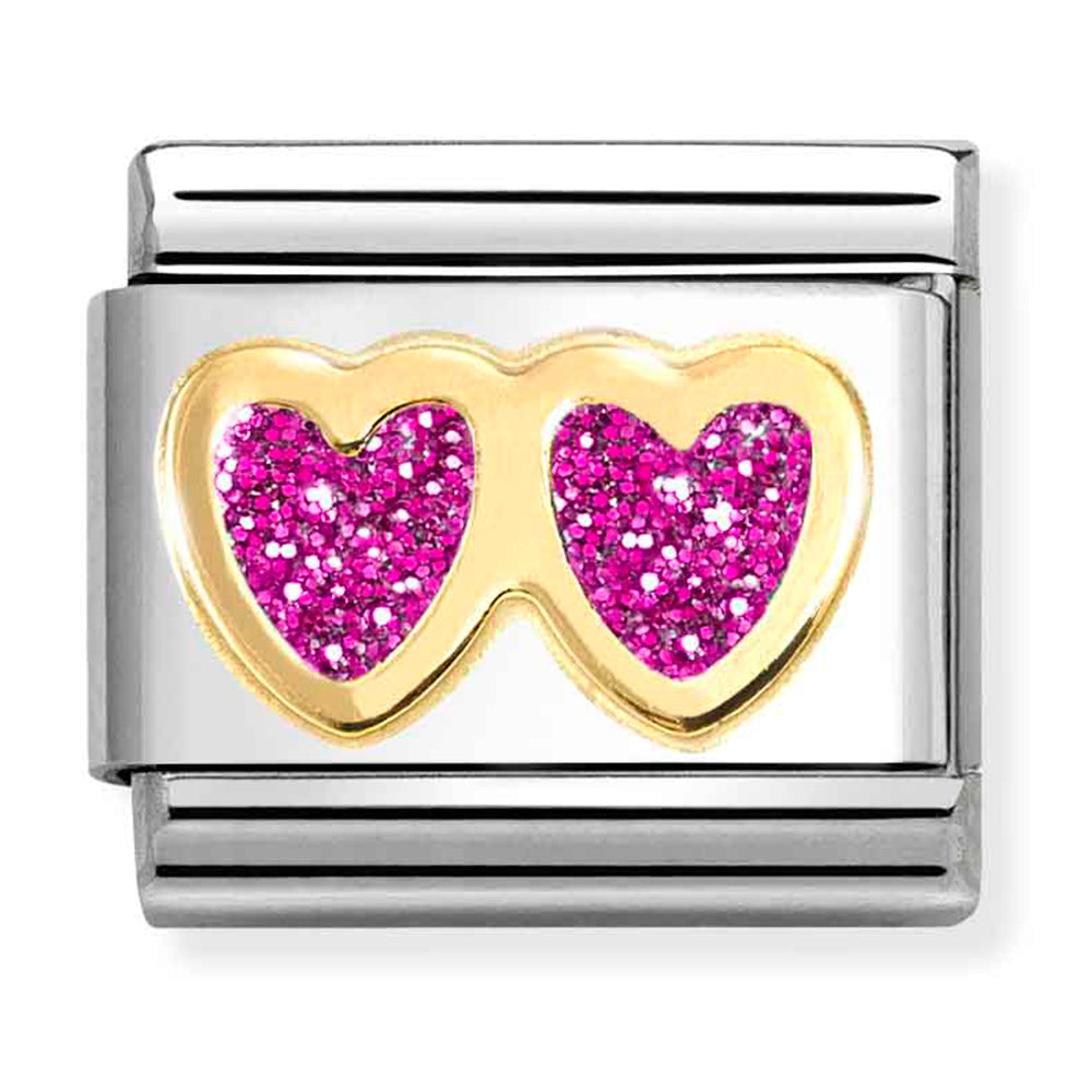 Nomination Composable Double Fuchsia Heart Charm