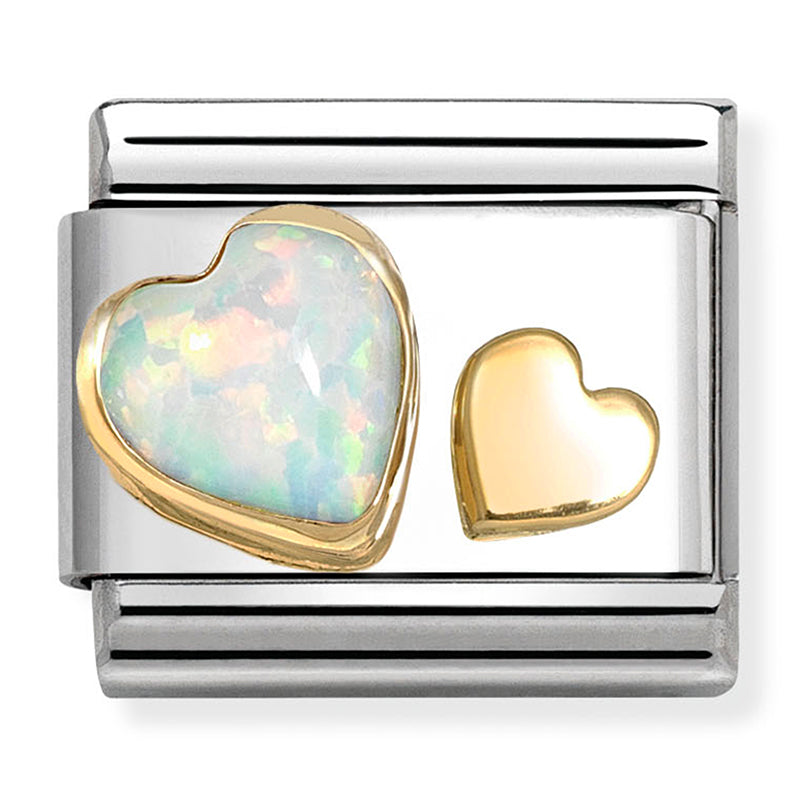 Nomination Composable 18K YG Heart w White Opal Charm