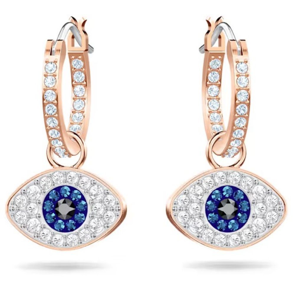 SWAROVSKI DUO:PE HOOP EVIL EYE