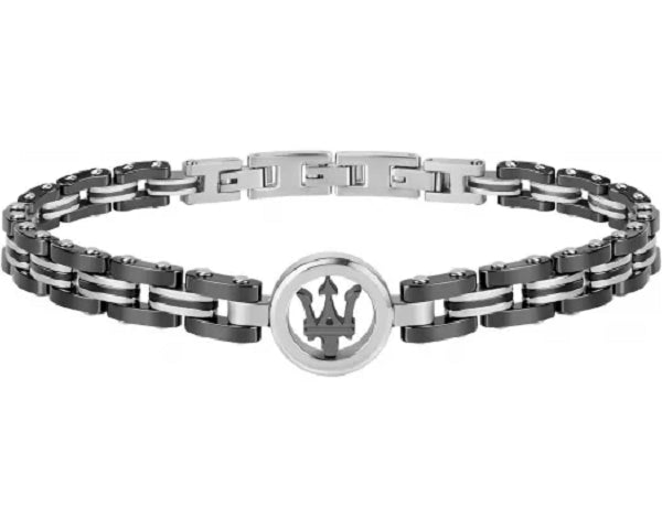 Maserati Bracelet Black Ceramic with Silver Logo