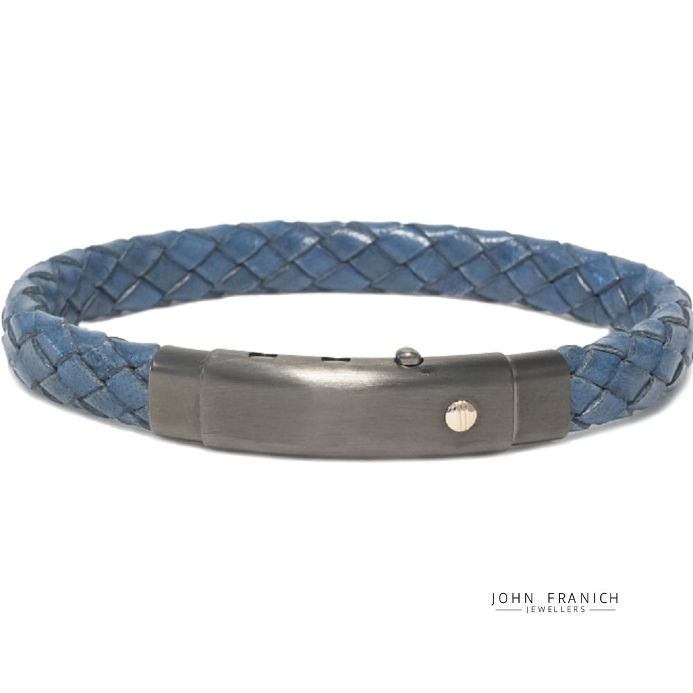 Borsari Gioielli Audace Blue Leather Black PVD Bracelet