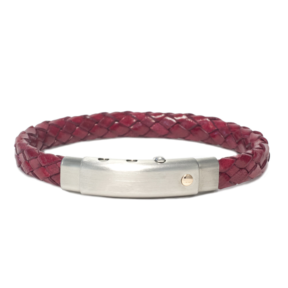 Borsari Gioielli Audace St/Stl Red Leather Bracelet john-franich-jewellers-nz
