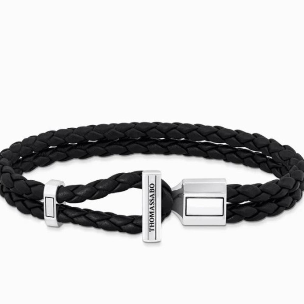 THOMAS SABO REBEL DBLE BLACK LEATHER B/L 19cm