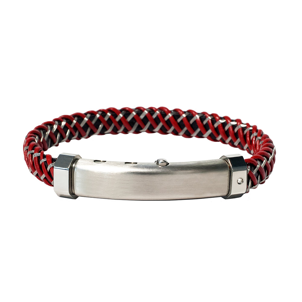 Borsari Gioielli Montecarlo Red Leather, St/Stl Wire & Diamond Bracelet