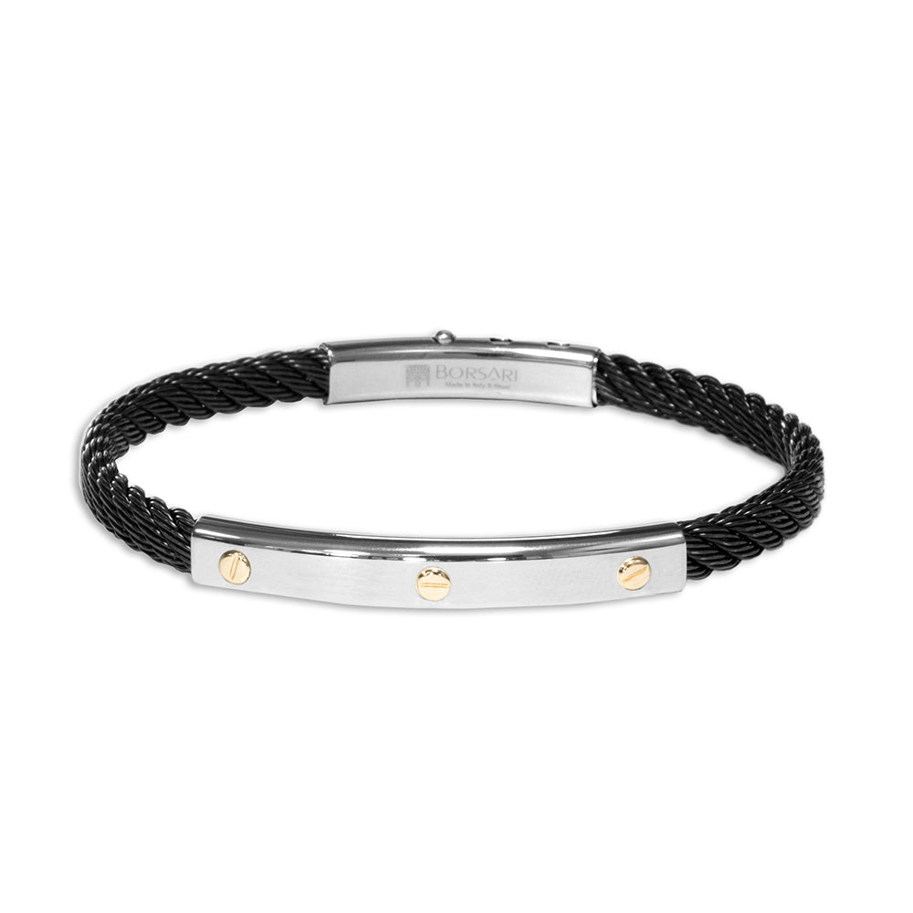 Borsari Gioielli Skema St/Stl Black PVD Bracelet w 18K Gold Screws