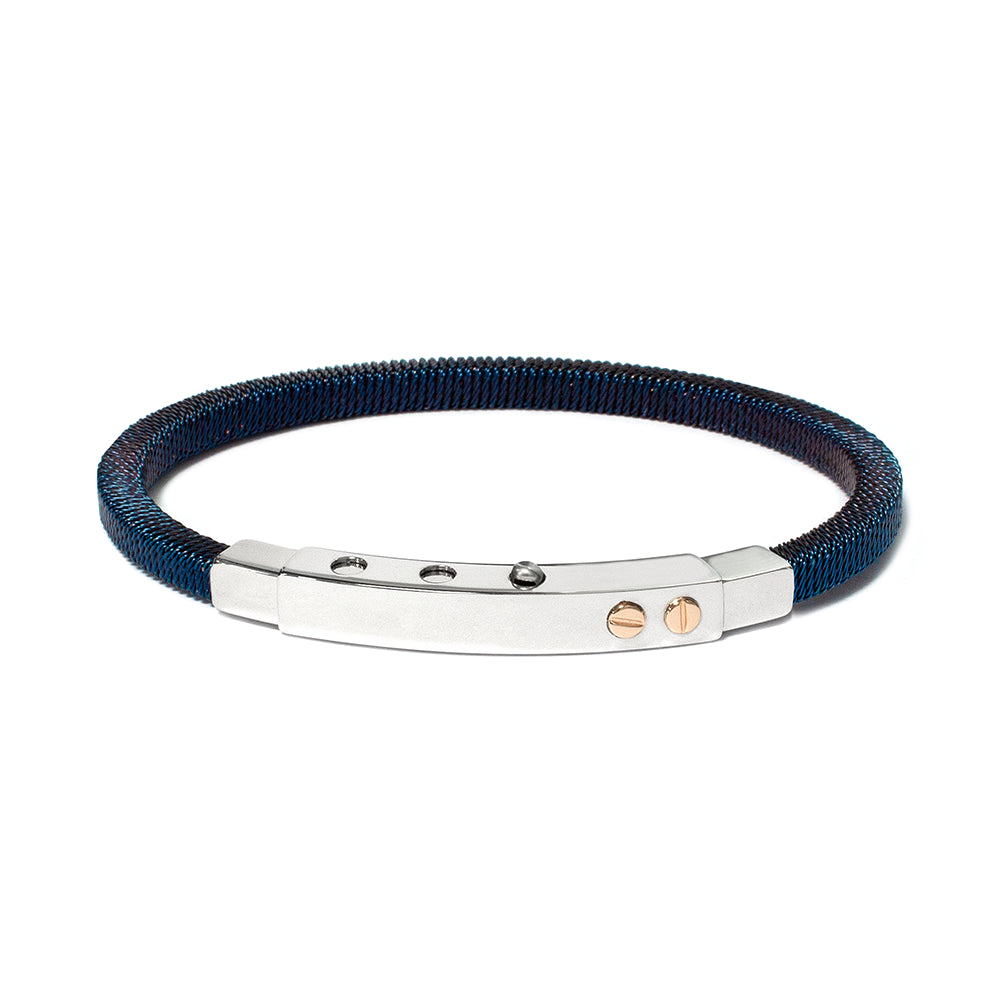 Borsari Gioielli Atlante St/Stl Blue PVD Bracelet w 18K Gold Screws