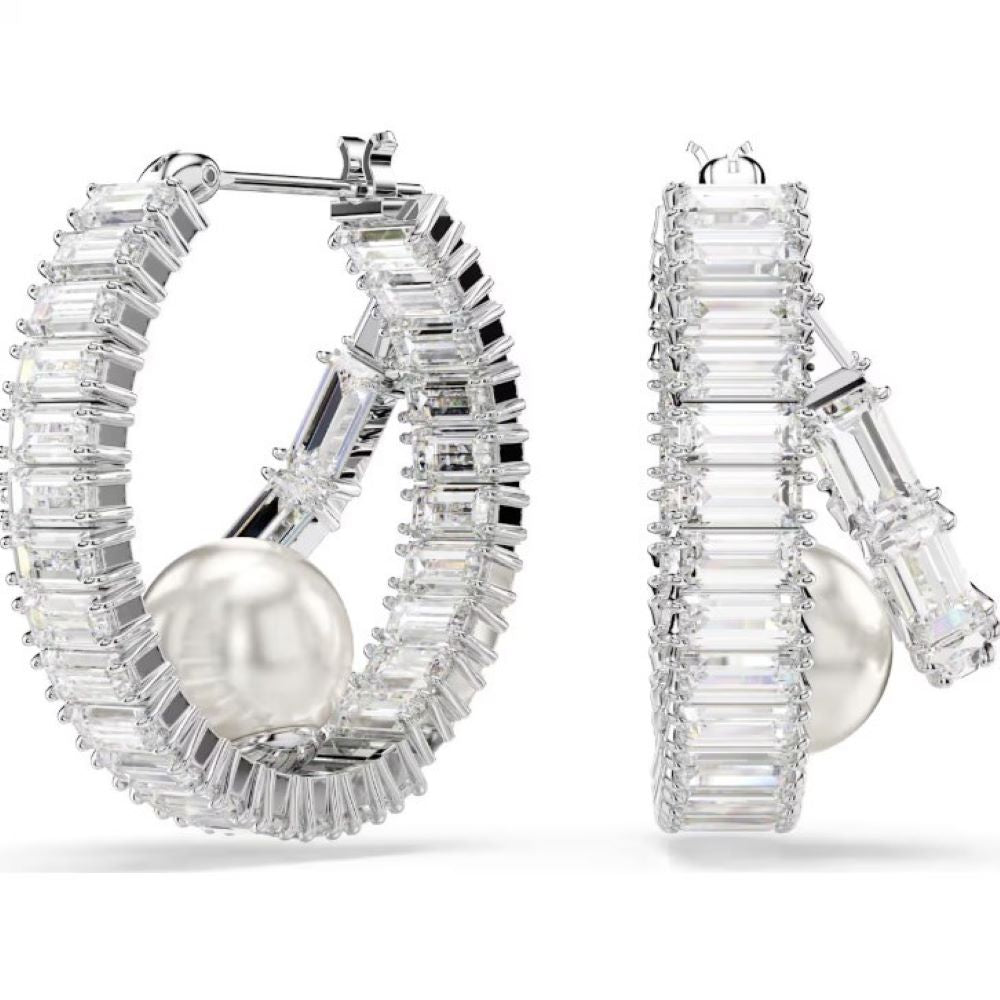 SWAROVSKI CAPSULE:PE PRL HOOP WHI/RHS