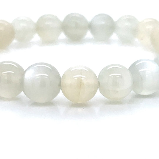 White Quartz 8mm Beads Stretch Bracelet