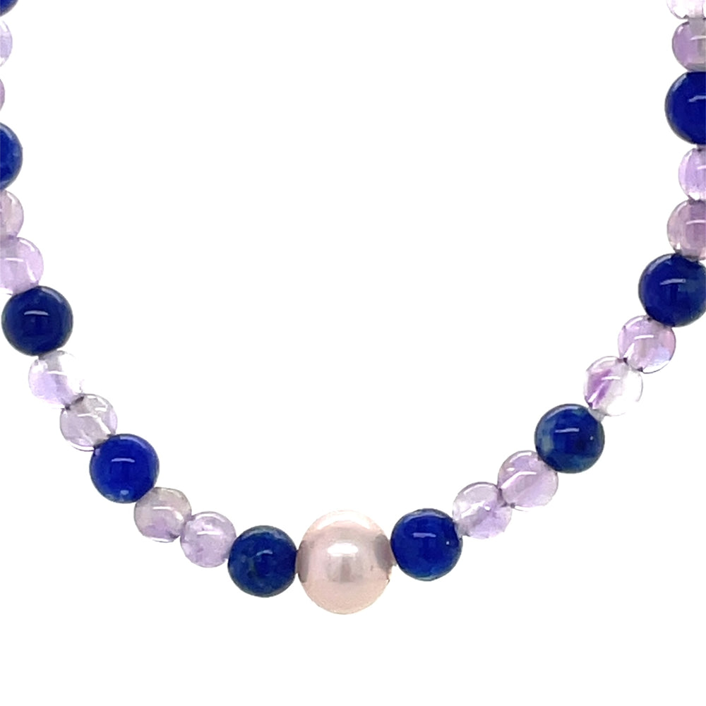 Amethyst, Lapis Lazuli & Pearl Necklace