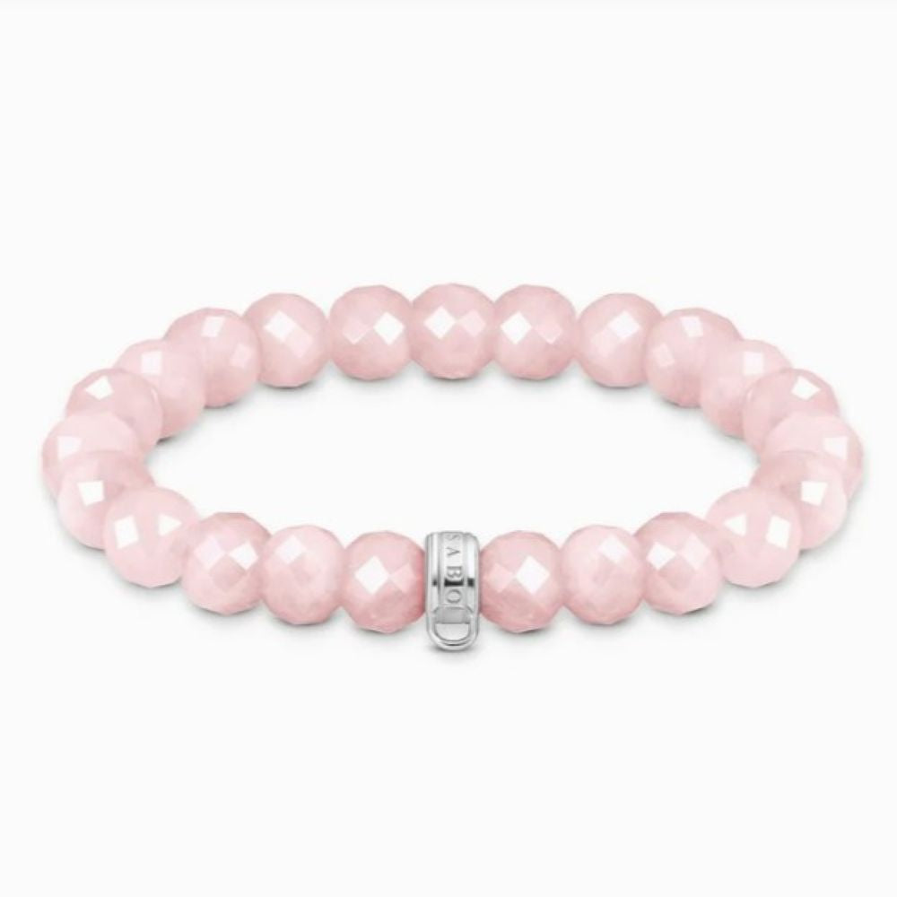 THOMAS SABO C/CLUB ROSE QUARTZ BEAD B/L 19cm