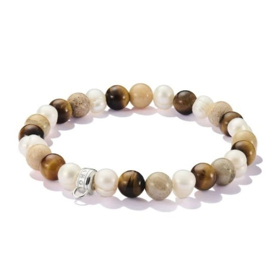 THOMAS SABO C/C FW PEARL, JASPER, TIGERS EYE BL 17cm