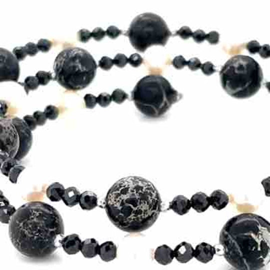 The Licorice Bracelet - Black Spinel, Jasper, FW Pearl & Haematite