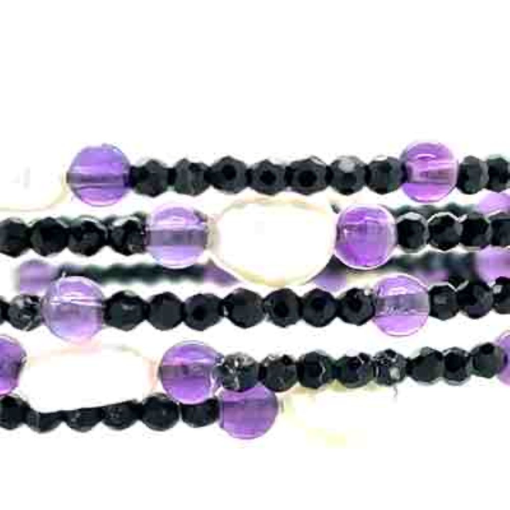 Black Spinel, FW Pearl & Amethyst Wrap Bracelet