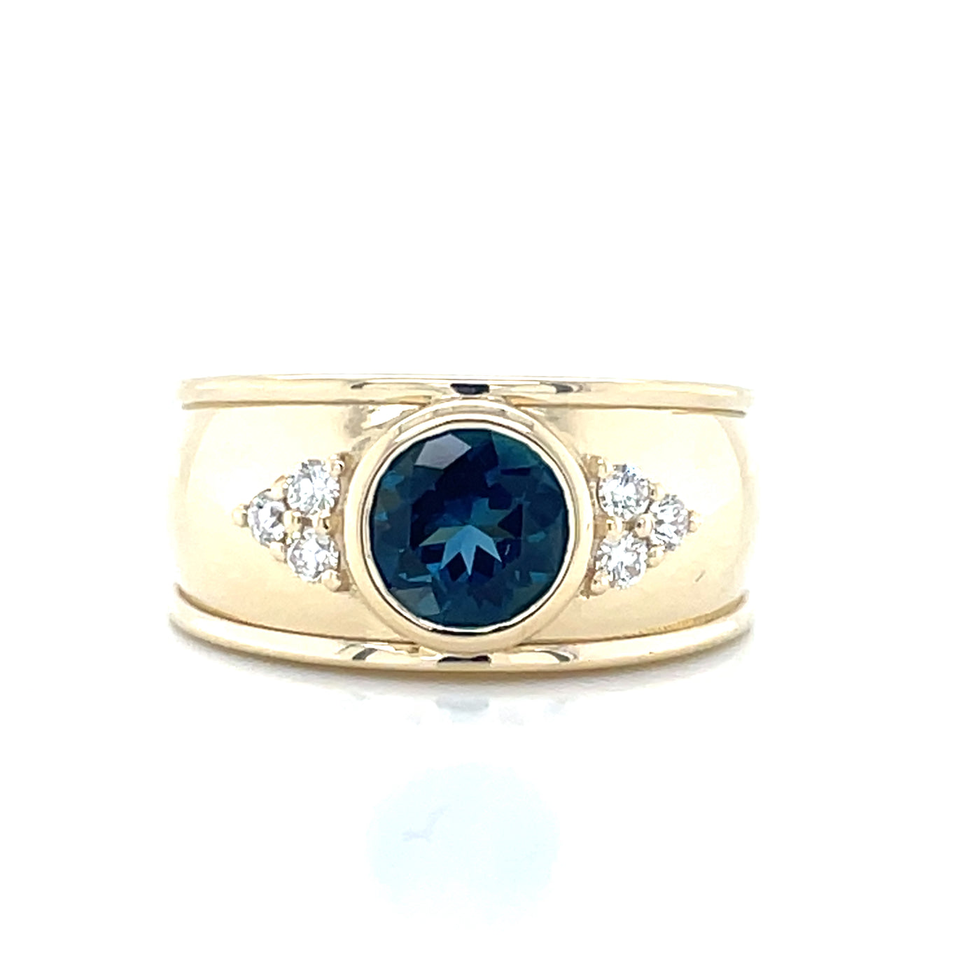 'Seraphina' 9k Yellow Gold 1.62ct London Blue Topaz & Diamonds Ring