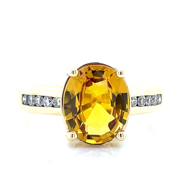 18K Yellow Gold Yellow Sapphire & Diamonds Ring