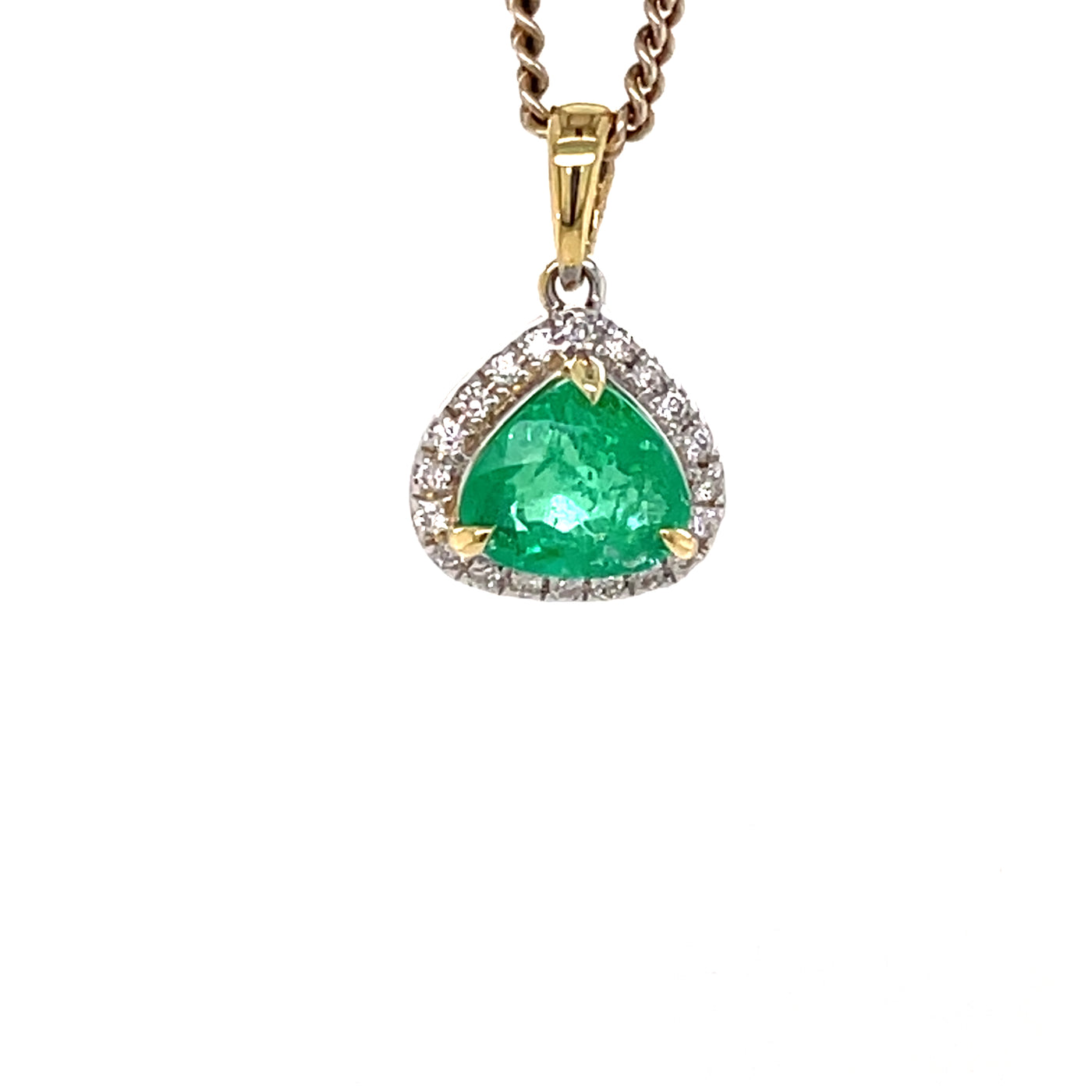 18K Yellow Gold Emerald & Diamonds Pendant