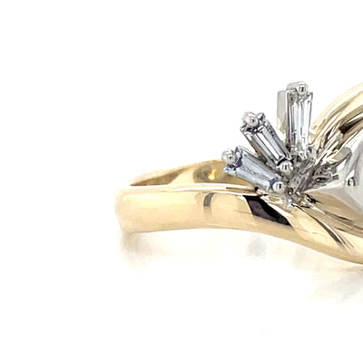 'Edith' 9k Yellow Gold & Platinum 1.66ct LG Marquise & Baguette Diamonds Ring